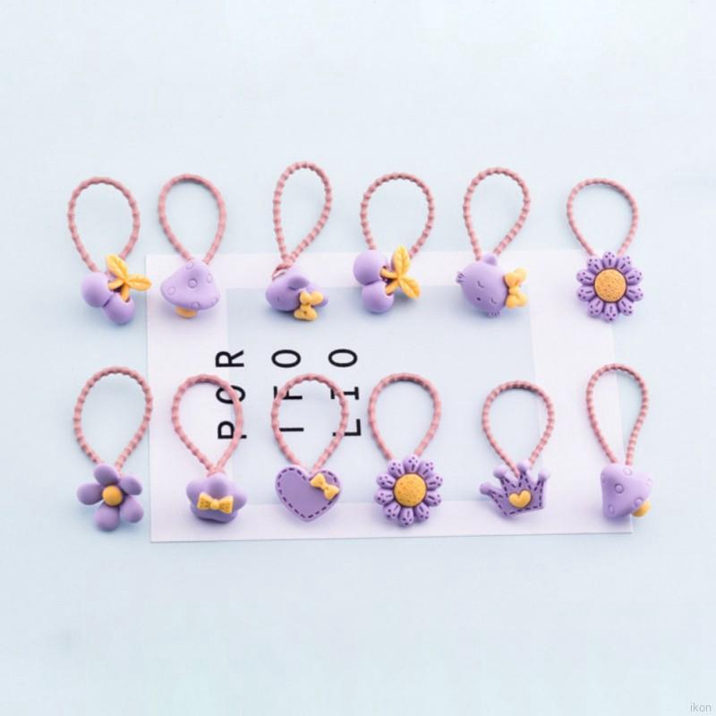 Set 12 Dây Buộc Tóc Hoạt Hình Dễ Thương Cho Bé Gái