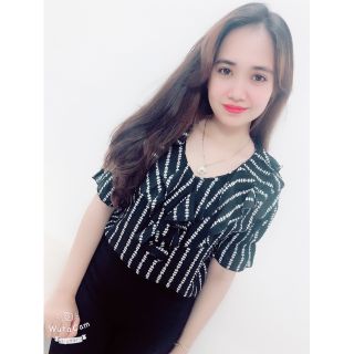 Áo voan tay ngắn cổ bèo AKTN27 (hình thật 100%)