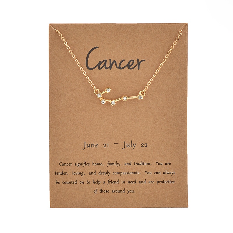 Zodiac Constellation Diamond-Set Alloy Color Preservation Pendant Necklace