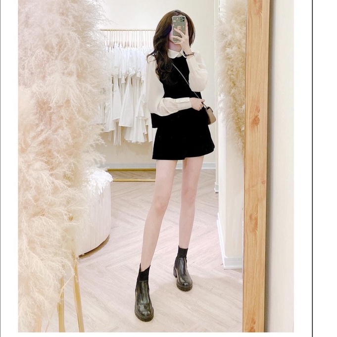 Set áo nhung cổ sơ mi mix quần short - Hàng loại 1
