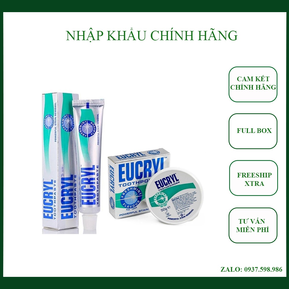 Combo Bột Tẩy Trắng Răng và Kem Đánh Răng Eucryl