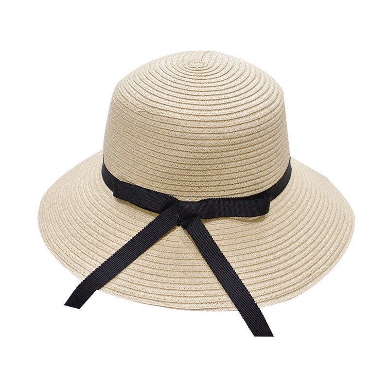 Mũ/ Nón Cói Nữ Nơ Dây Đen Mỏng Dài ERASHOP 078570 - Vành Cụp Đơn Giản, Phù Hợp Đi Du Lịch, Dã Ngoại, Siêu Rẻ Đẹp