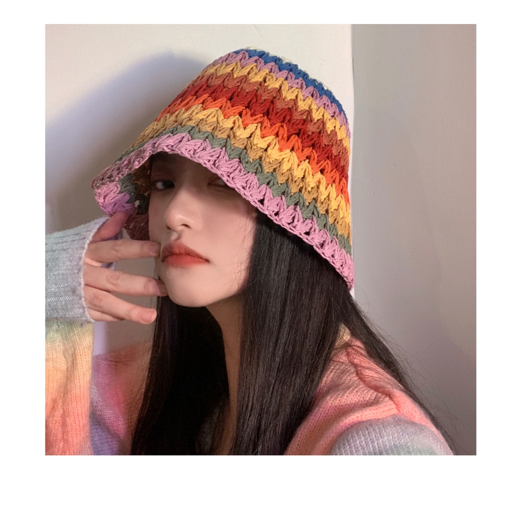 Nón Vành Tròn Đan Rơm Che Nắng Phong Cách Nhật Bản Thời Trang Mùa Hè