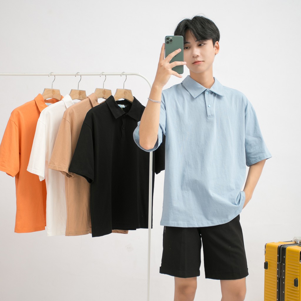 Áo Phông Polo Nam MANDO Tay Lỡ Có Cổ Vải Cotton Gân Cao Cấp Nhiều Màu Form Rộng Basic Unisex Thời Trang Hàn Quốc PDN118