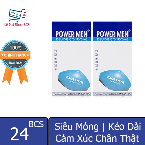 Combo 2 Hộp Bao Cao Su Kéo Dài Thời Gian Powermen Viagra Siêu Mỏng 24 BCS