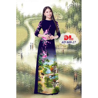 Vải áo dài in hình phong cảnh