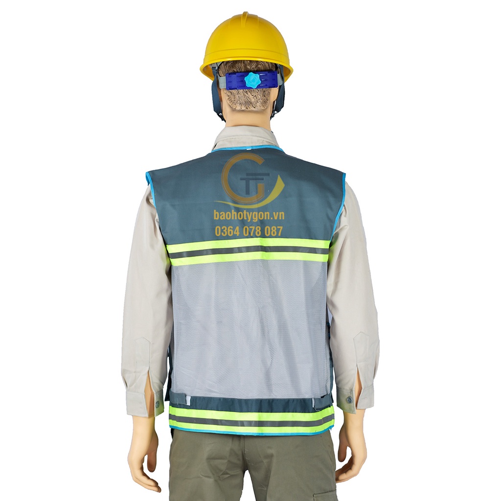 Áo ghile xanh bưu điện phối phản quang xanh cao cấp