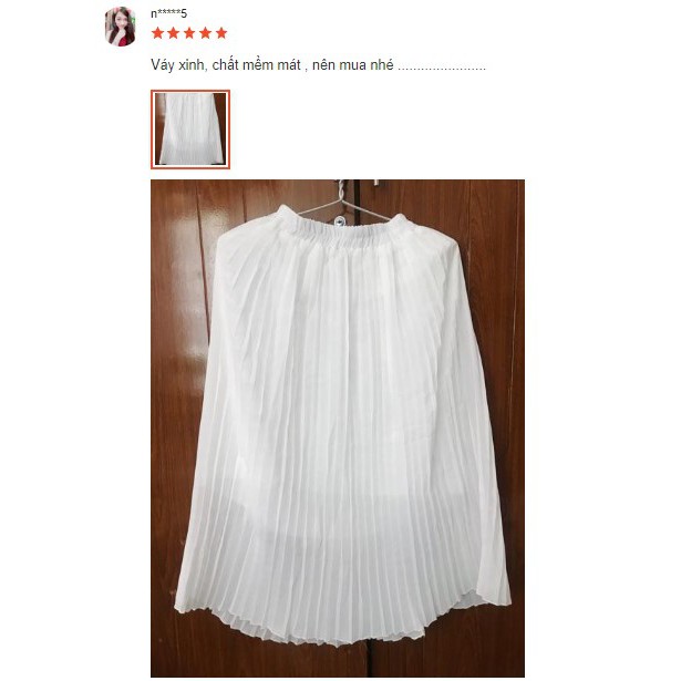 Chân váy xếp ly trắng dài midi (Loại 1) | BigBuy360 - bigbuy360.vn
