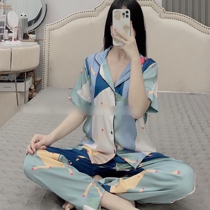 Bộ Lụa Ngủ Tiểu Thư, Bộ Pizama Tay Ngắn, Chất Liệu Latin Cao Cấp Mát Lịm [HÀNG CHUẨN ĐẸP] | BigBuy360 - bigbuy360.vn