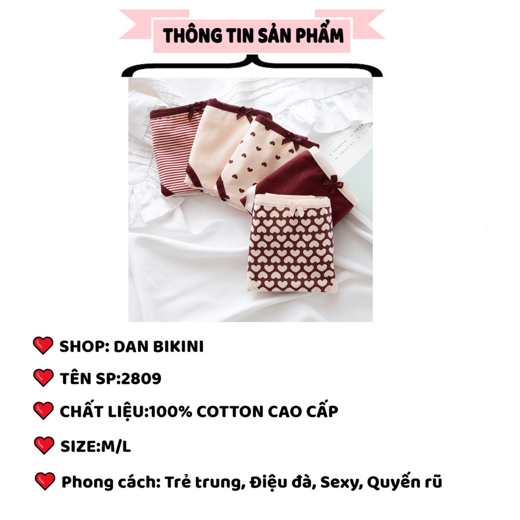 Quần Lót Nữ Cotton Set quần lót cotton mềm mịn tông tim đỏ 2809