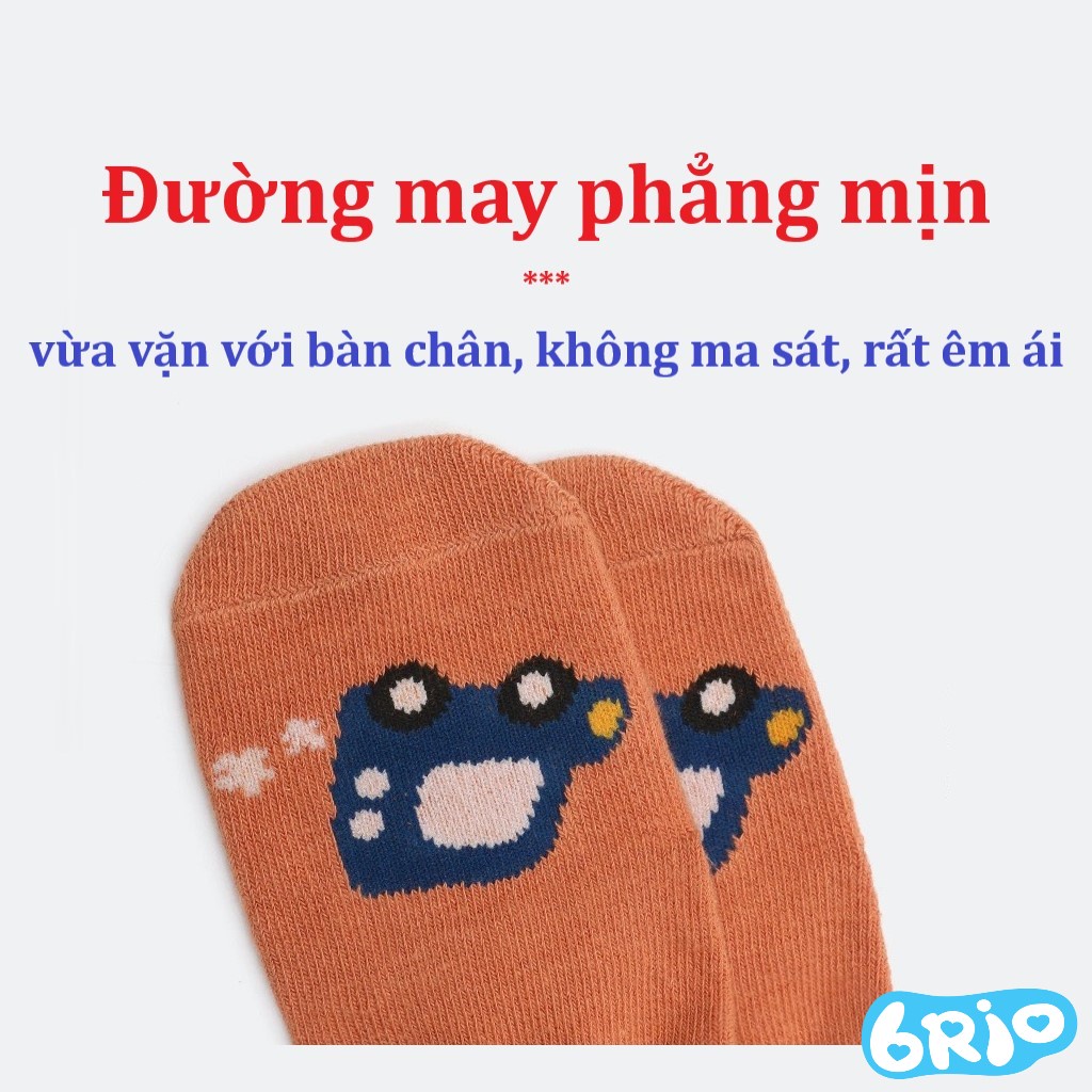 Set 3 đôi tất  chống trượt cho bé tập đi –  – Chất vải Cotton thoáng khí, đế chống trơn trượt bằng silicon