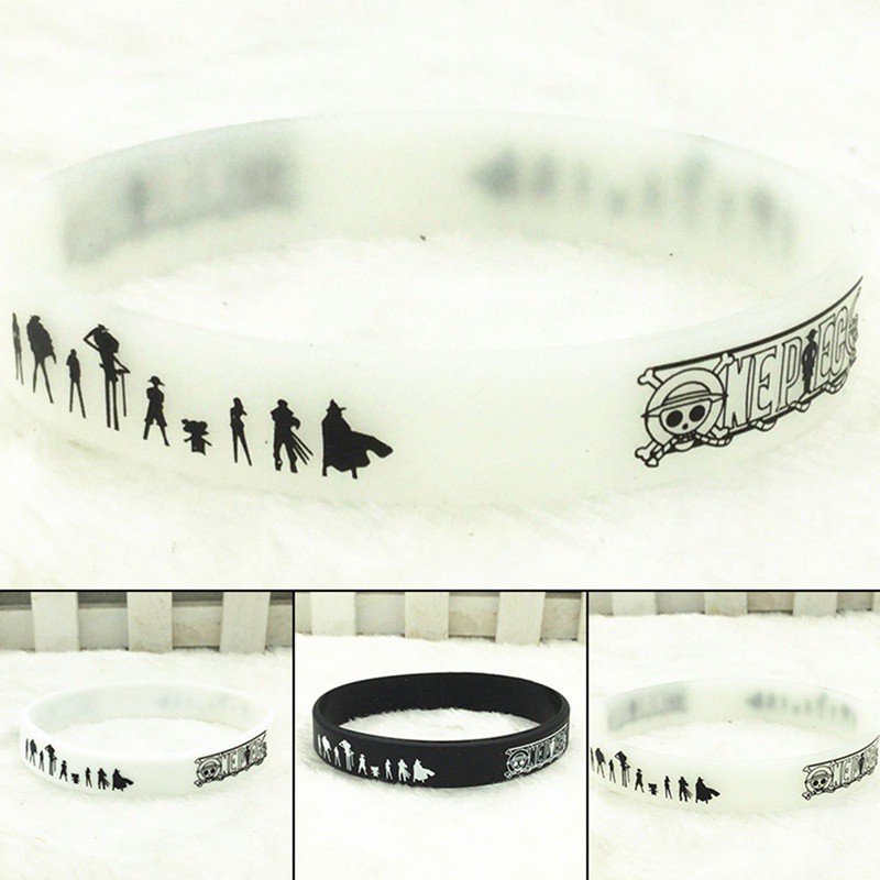 Vòng đeo tay cao su silicone mặt hình anime One Piece Nhật Bản cho nam nữ