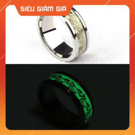 [ Xả Kho ] Nhẫn nam titan chạm rồng dạ quang phát sáng trong đêm
