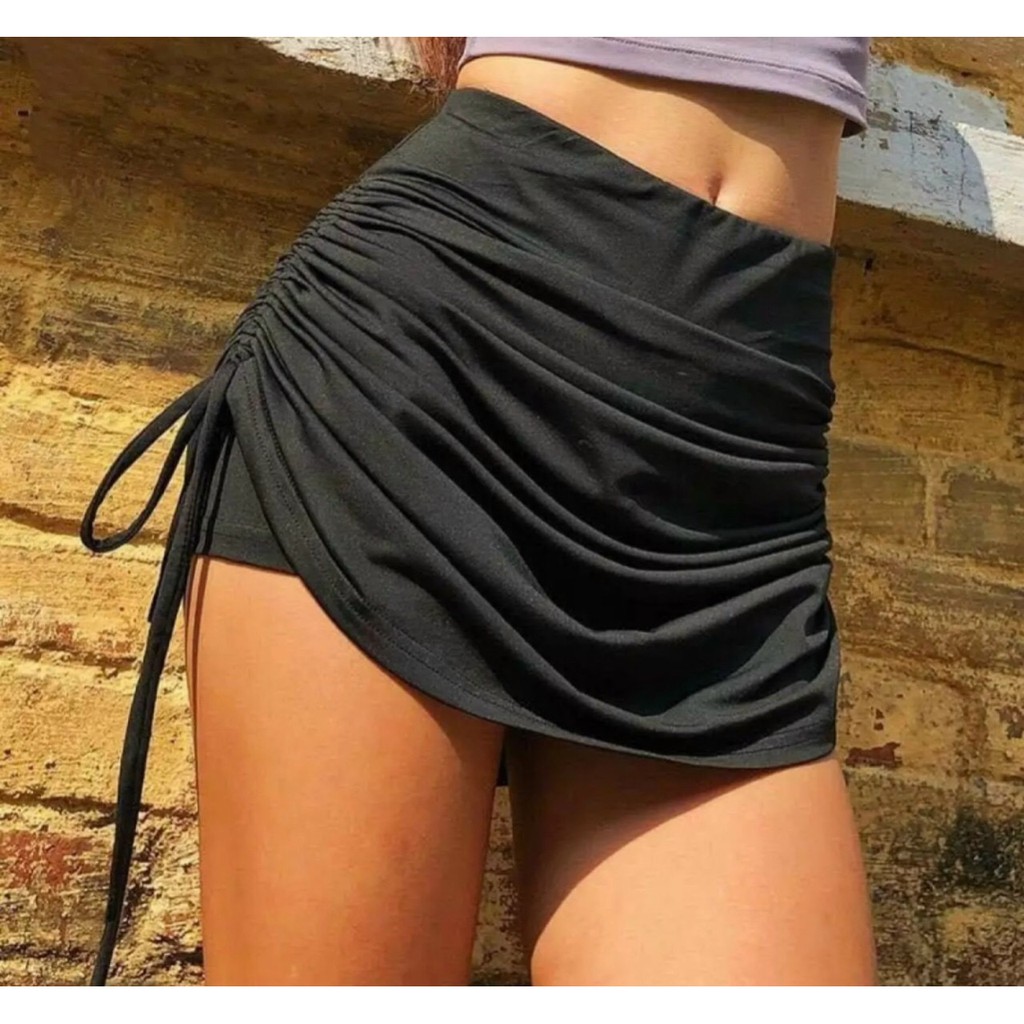 Chân váy rút eo 2 bên hông - thun Borip dày - dưới 49kg | BigBuy360 - bigbuy360.vn