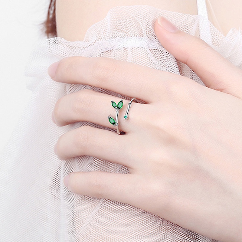 Thời trang Hàn Quốc Nhẫn nữ lá tre Nhẫn nữ mở rộng