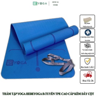 Thảm Tập Yoga Định Tuyến HeBeyoga 8mm 1 lớp Kèm Dây Cột Cao Cấp