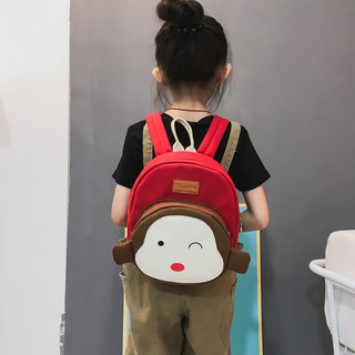 Balo vải khỉ con màu đỏ cho bé mẫu giáo