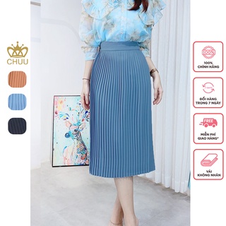 Chân váy xòe midi dập li nhỏ tặng cài xinh xắn CHUU CV5082