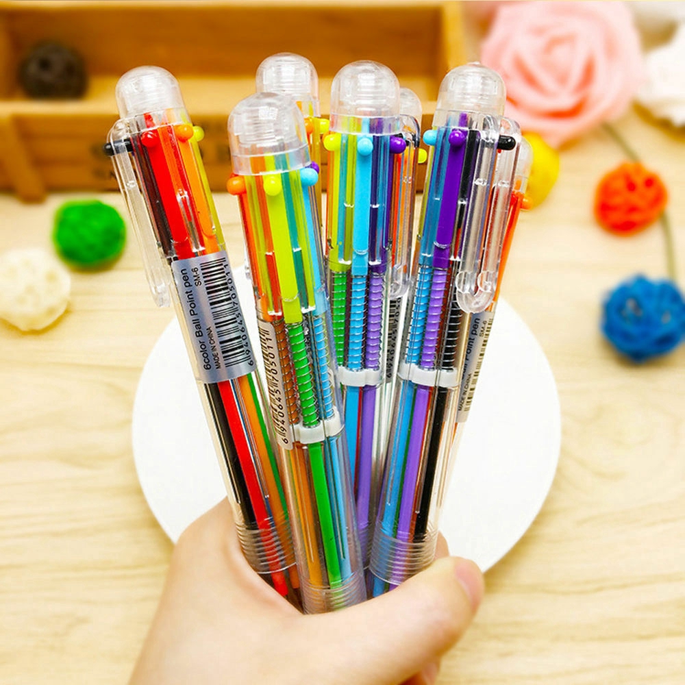Bút bi mực 6 màu độc đáo cho trẻ em/ nhân viên văn phòng