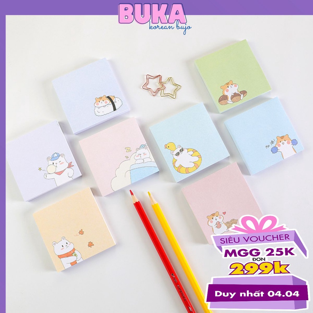 Giấy note nhớ động vật cute dễ thương - phụ kiện văn phòng phẩm