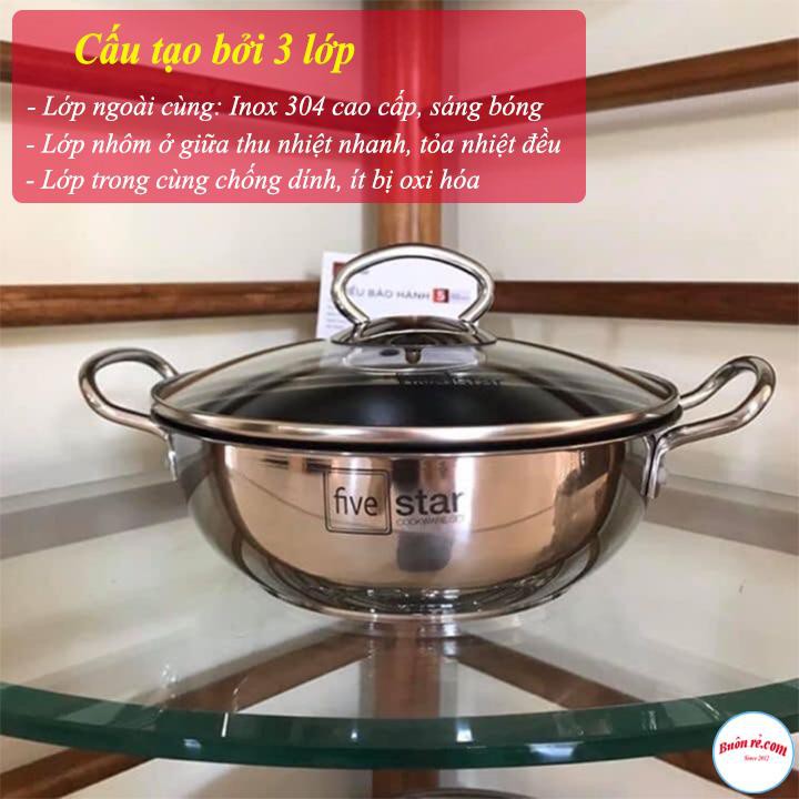 Chảo Sâu Lòng Inox 304 FIVE STAR Cao Cấp 00874