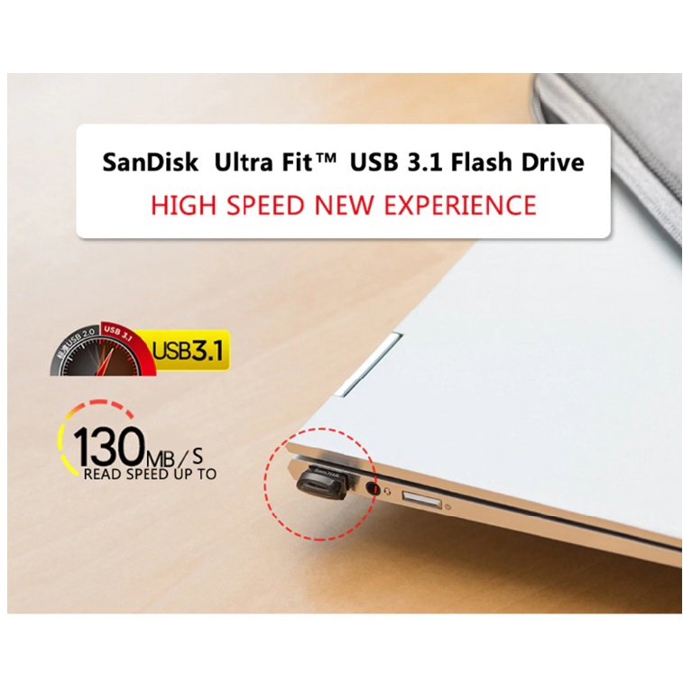 USB 3.1 SanDisk CZ430 256GB Ultra Fit Flash Drive tốc độ upto 130MB/s - Tốc độ cao