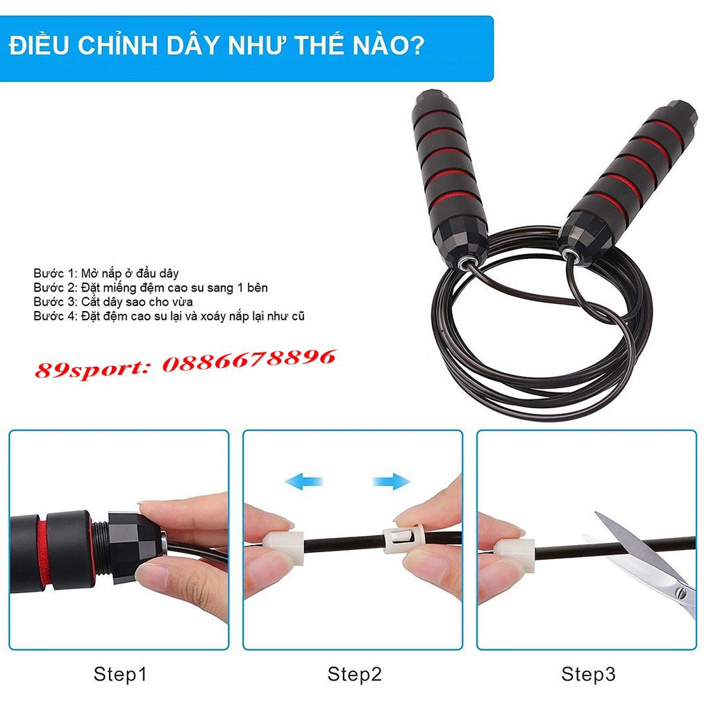 Dây nhảy thể thao dây cáp lõi thép, siêu bền, đẹp, rẻ vô địch