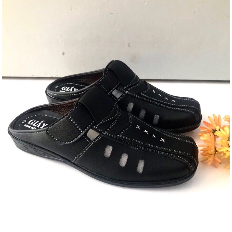 Giày sapo nam mẫu mới_da mềm_kiểu dáng đẹp_màu đen_có lổ thoáng mát