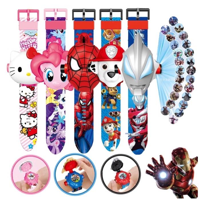 Đồng Hồ Chiếu 24 Hình 3D Kira Kỳ Lân Mickey Ultraman Hello Kitty Hoạt Hình
