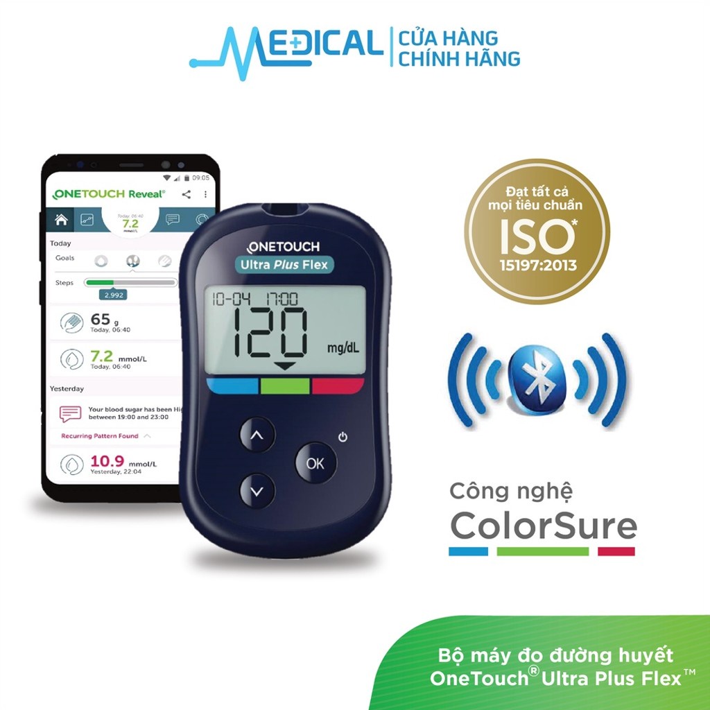Bộ máy đo đường huyết ONETOUCH Ultra Plus Flex bảo hành trọn đời chính hãng - MEDICAL