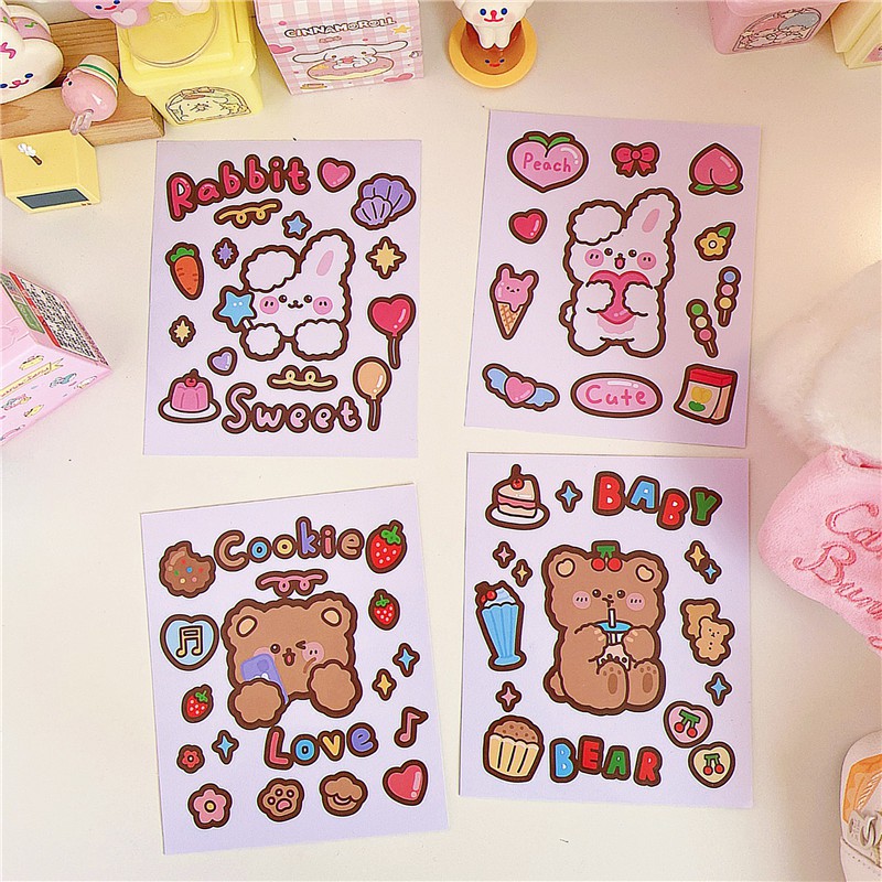 Sticker PVC Chống Nước Hình Gấu Nâu và Cô Bé Bear and Girl