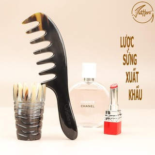 Lược sừng răng thưa thần thánh - chải tóc xoăn, rối, xù - Massa đầu giúp lưu thông máu - VIETHORN