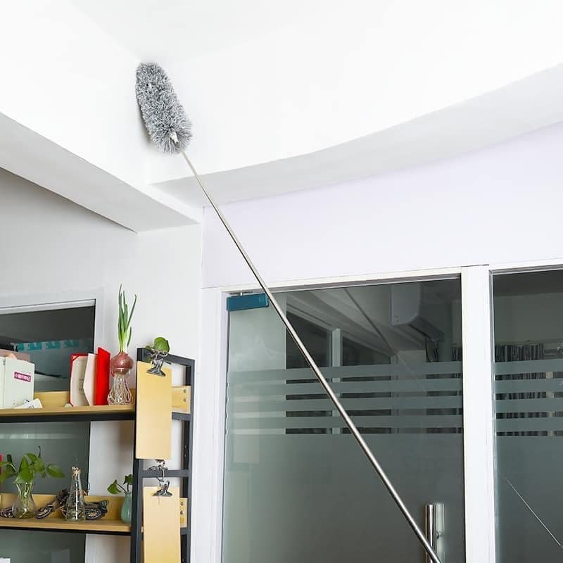 [Thánh chổi lau bụi] Cây Chổi Lông Quét Bụi Inox Cán Dài Cao Cấp.