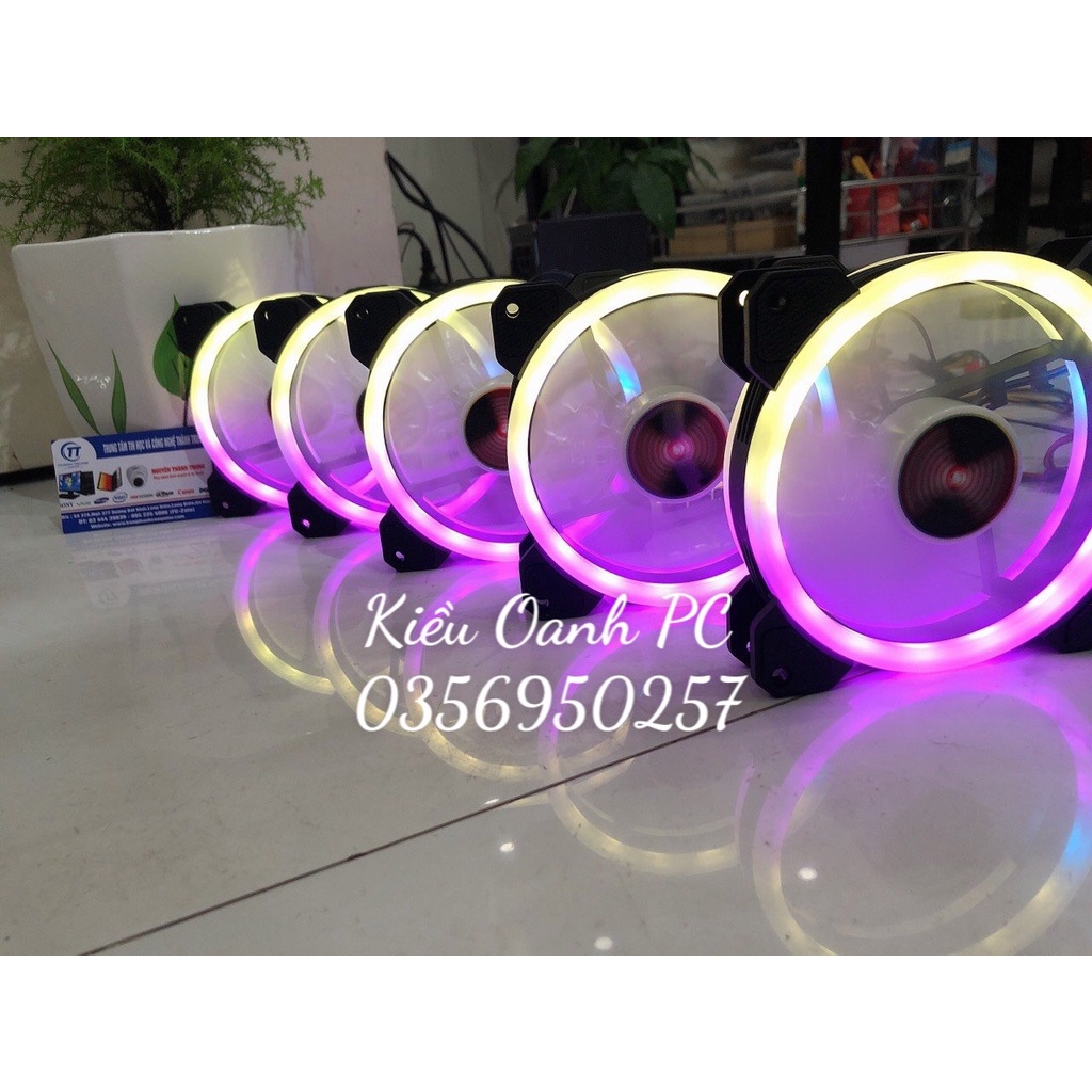 Quạt tản nhiệt, Fan Led RGB Coolmoon Sunshine V1 Dual Ring (Dùng qua Hub chuyển đổi nguồn)