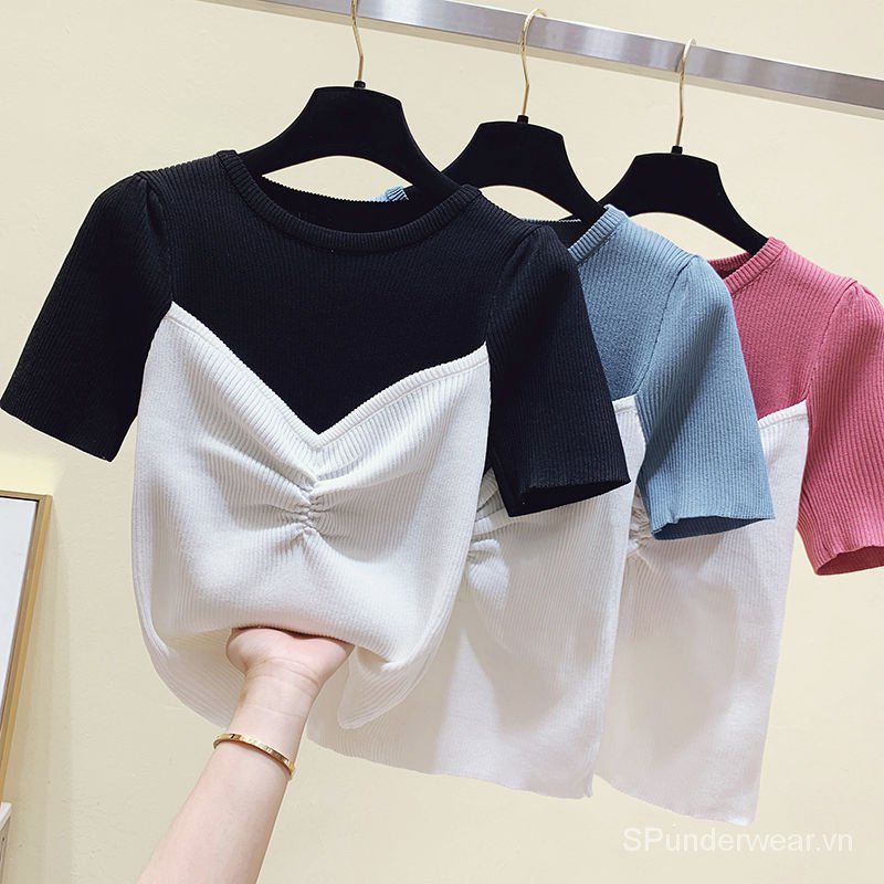 SPSummer fashion women's summer two-piece fake short-sleeved T-shirt 2021<br />