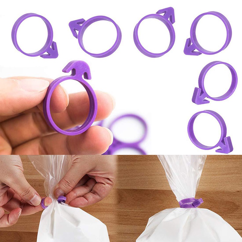 10pcs/set Self-locking Reusable Silicone Sealing Clip Rubber Band Lashing Icing Piping Bag Circle Buckle Pastry Bags Ties Fixed Rings