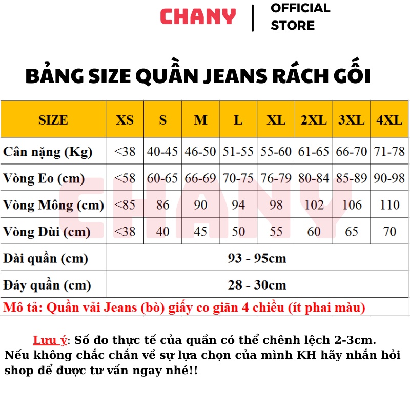 Quần Jean nữ lưng cao rách gối Bigsize CHANY STORE Q02