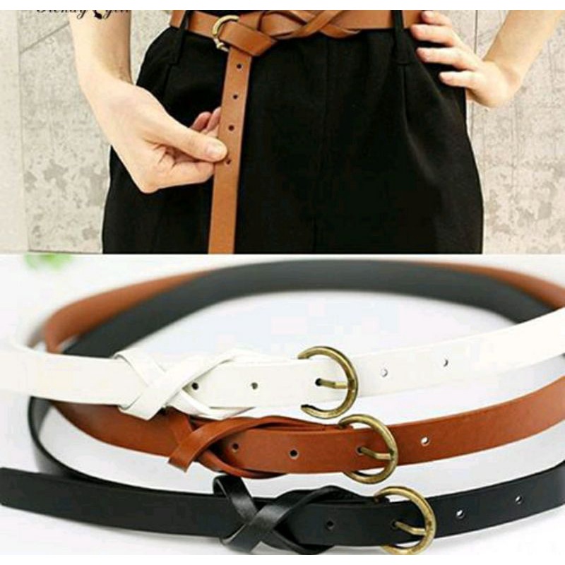 Thắt lưng dây nịt nữ bản mảnh có khóa kim loại