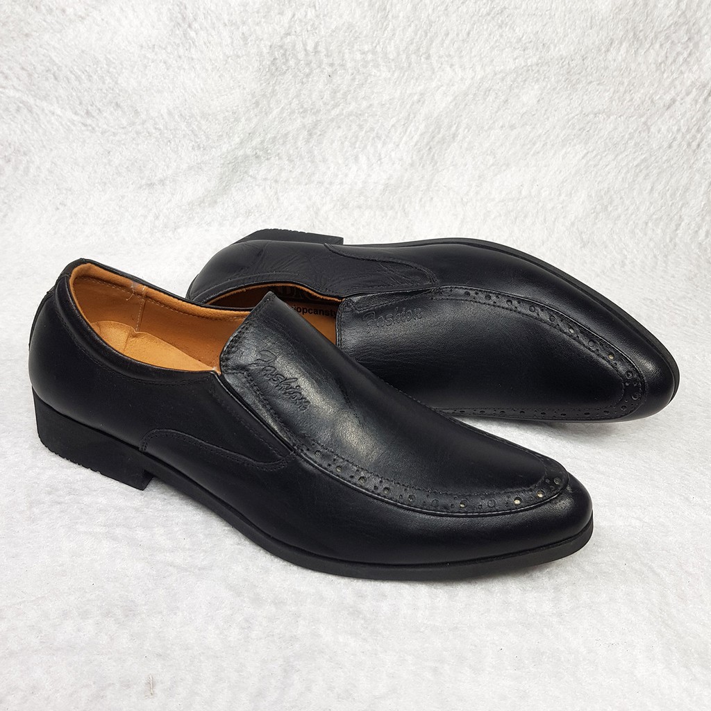 Giày lười nam da bò Giày Công Sở nam Giày tây nam Đẹp Thời trang Doanh nhân Kinh doanh Cao cấp Giá rẻ Da Bò L-4 đen