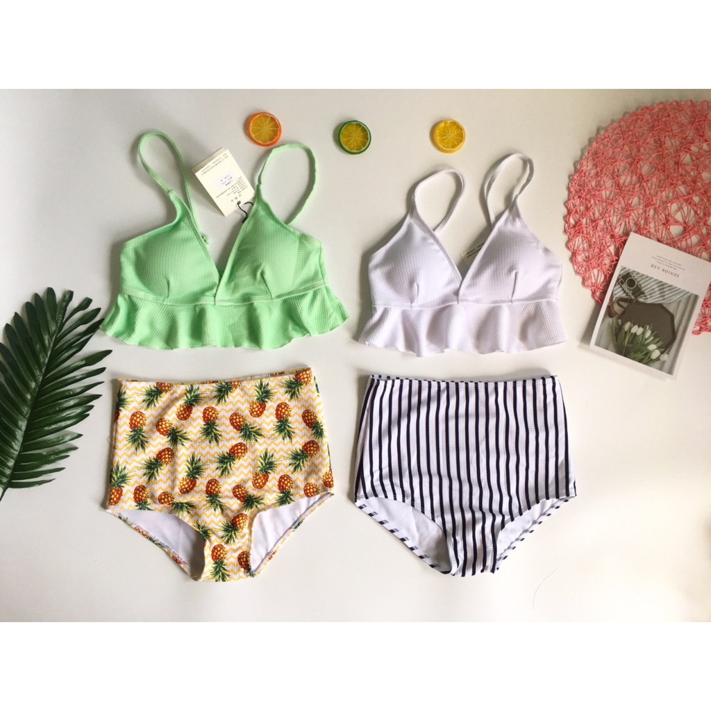 Bikini cúp ngực viền bèo họa tiết (cho đôi bạn) | BigBuy360 - bigbuy360.vn