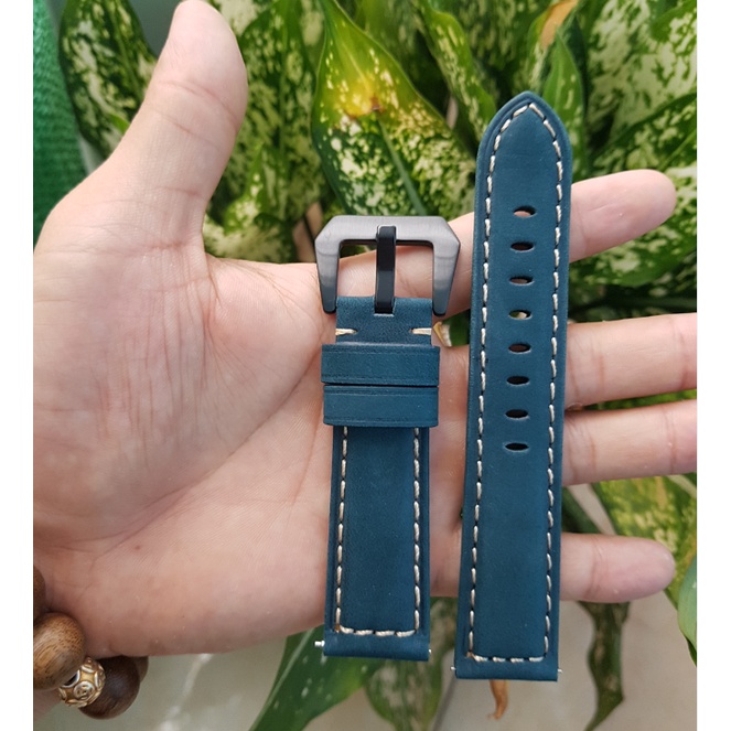 Dây đeo Đồng hồ Da bò thật khâu Thủ công  Kích thước 20/22mm cho Đồng hồ cơ Đồng hồ thông minh Smartwatch