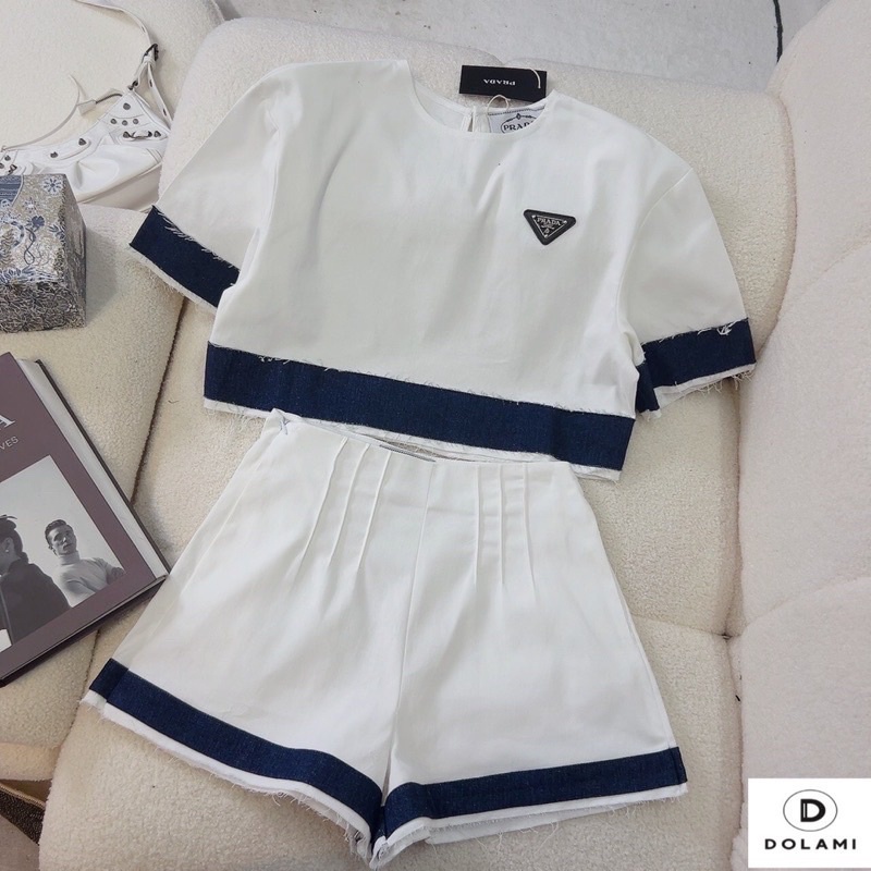 Set prada viền xanh