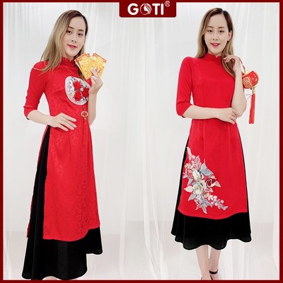 Áo Dài Cách Tân Nữ Đẹp Kiểu Áo Dài Tay Lỡ Đính Phụ Kiện GOTI 3151 3153 3157 3172 3161 3164 3160 3152