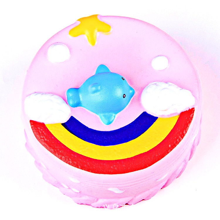 Squishy Lớn JUMBO Hình bánh cá heo cầu vồng Đồ Chơi Xốp Giảm Stress Hình mềm mịn dễ Thương đàn hồi Cho Bé