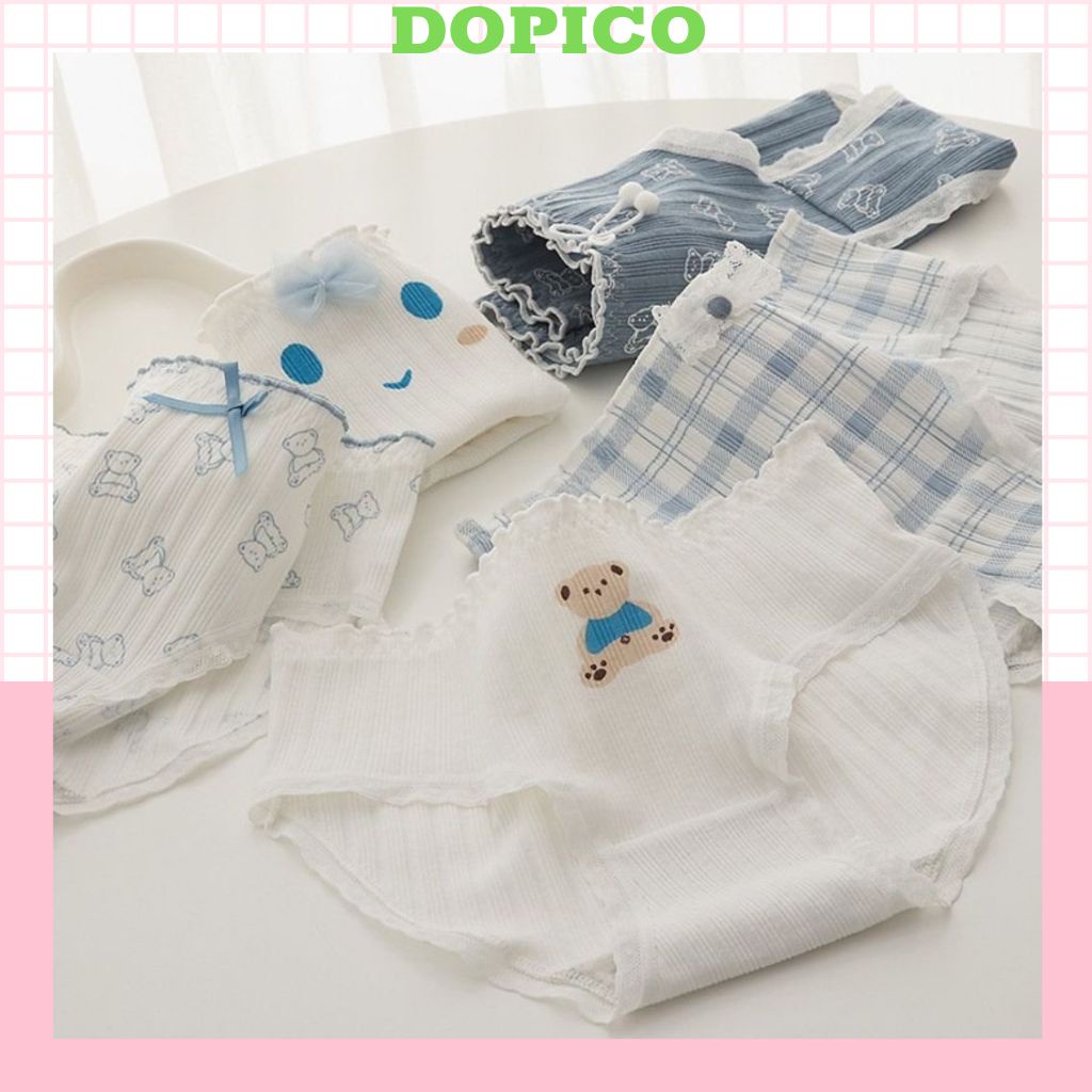 Quần lót nữ cotton kháng khuẩn khử mùi cao cấp tôn dáng gợi cảm,Quần chíp nữ đính nơ ren viền sexy quyến rũ DOPICO L8035