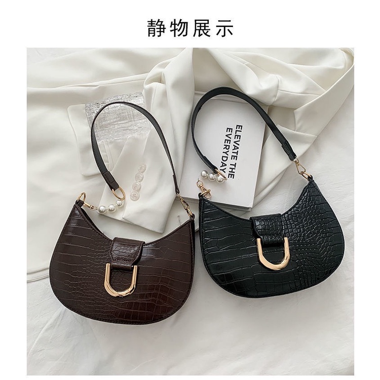 Túi Xách Nữ kẹp Nách Đeo Vai Phối Dây Ngọc Xinh Phong Cách Hàn Quốc Phù Hợp Đi Chơi Đi Tiệc