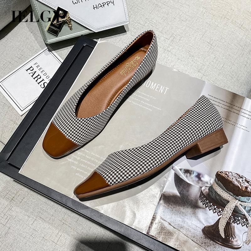 IELGY Giày búp bê mũi vuông thời trang dành cho nữ