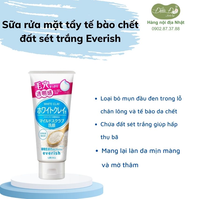 Sữa rửa mặt tẩy tế bào chết Nhật Bản hiệu Everish 135g