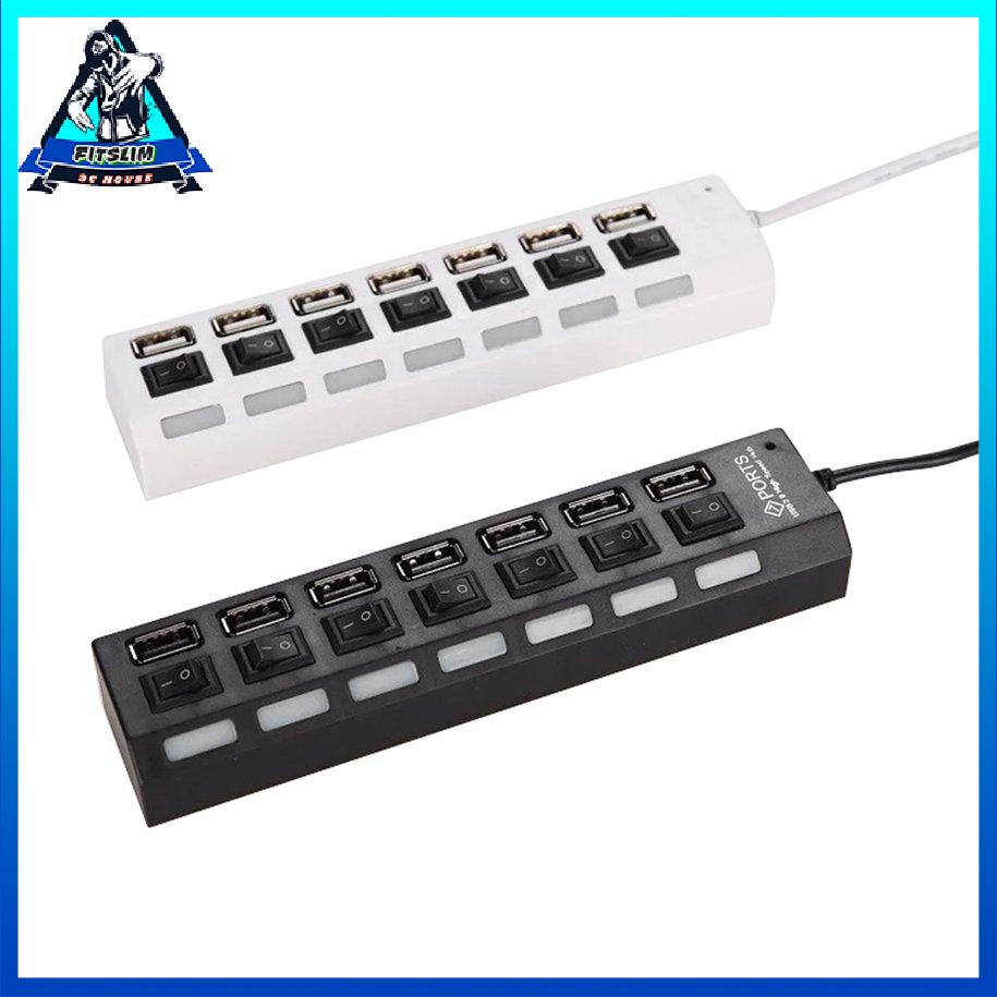 7 cổng Bộ điều hợp USB 2.0 Đa giao diện Đèn báo công tắc độc lập Hub