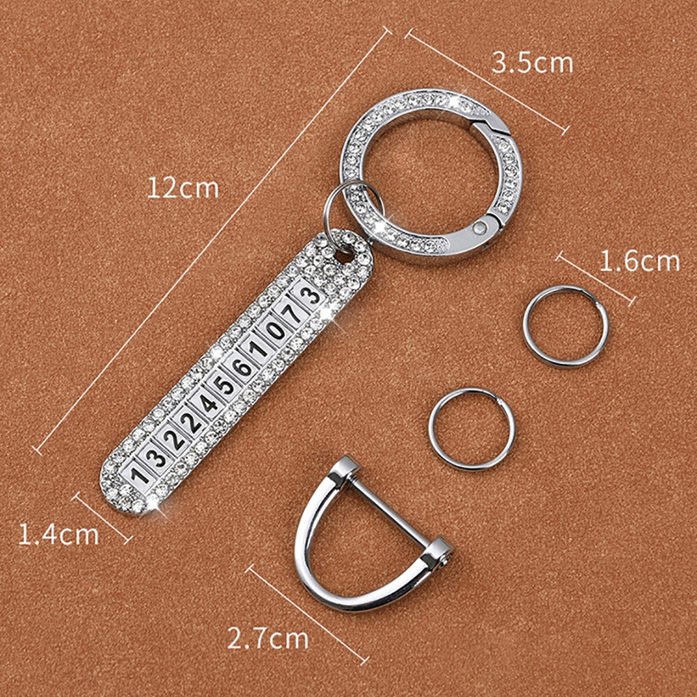 Móc Chìa Khóa Xe Hơi Đính Đá Có Mặt Số Điện Thoại Chống Thất Lạc Thời Trang Cho Nam Và Nữ